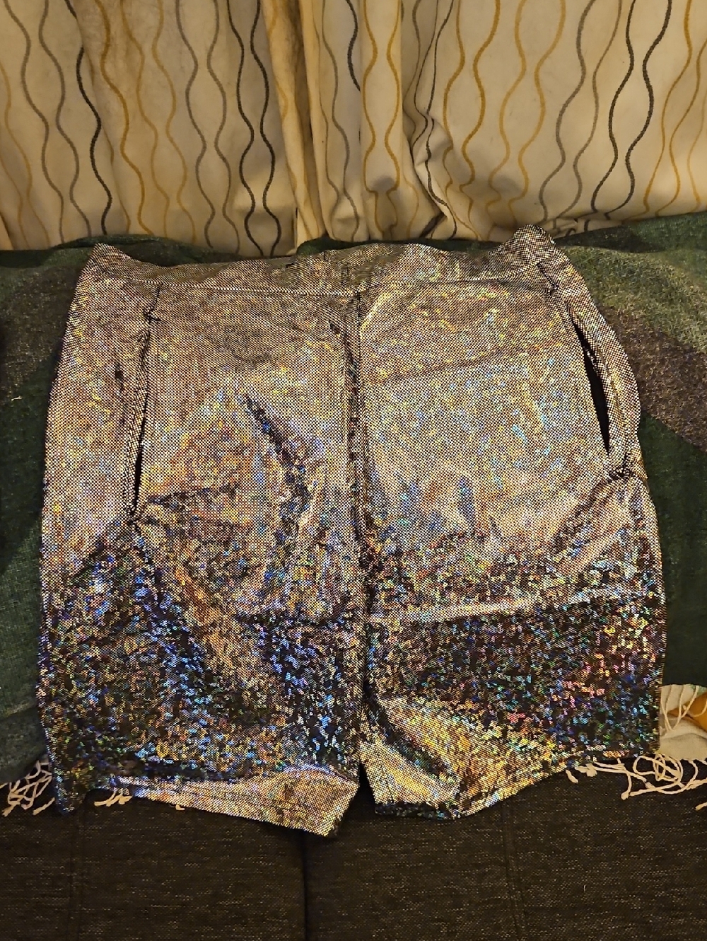Holographic Sequin High-Waist Shorts